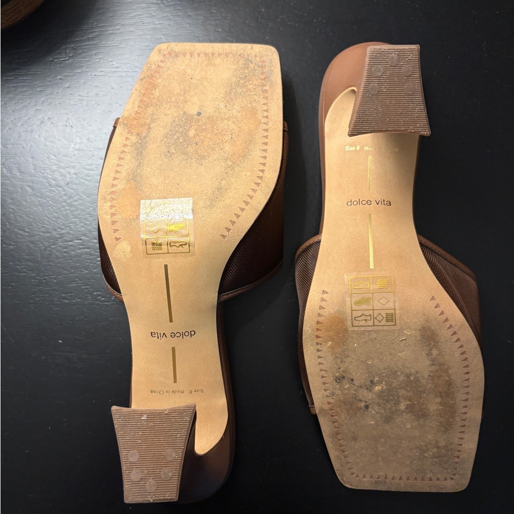 Dolce Vita Brown Square-Toe Slide Mules - Picture 3 of 4